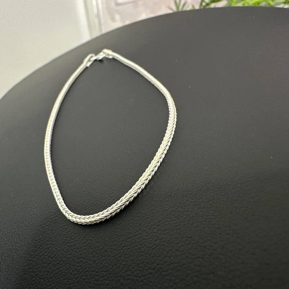 925 sterling silver Square Viking knit Sleek Silver bracelet
